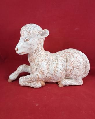 Scultura statua agnello in ceramica di Faenza