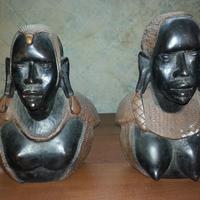 Coppia di ferma libri in legno africa kenya