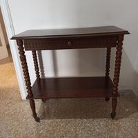 Carrellino Porta televisione legno ruote vintage 