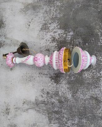 lampadario vintage ceramica e ottone  8 bracci