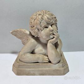 Scultura in ceramica angelo putto di Raffaello '90