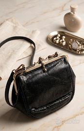 Borsa Pasticcino in Vera Pelle di Pitone Nera