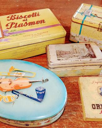 Scatole in latta Vintage Plasmon e varie