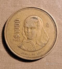 Moneta 1000 pesos messicani 1988