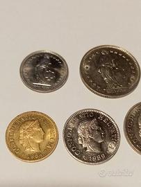 7 monete Svizzera anni 68-75-82-84-89