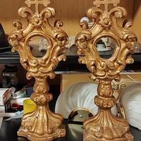 Coppia di Reliquiari del 700 in foglia oro 