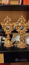 Coppia di Reliquiari del 700 in foglia oro 