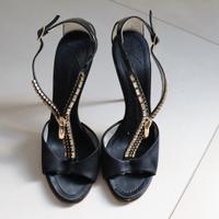 Sandali Gioiello In Raso Nero Giuseppe Zanotti