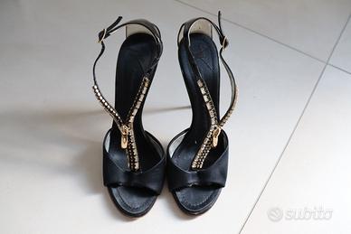 Sandali Gioiello In Raso Nero Giuseppe Zanotti