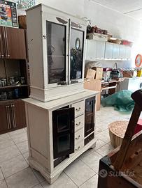 Madia antica/vetrina in legno stile rustico shabby