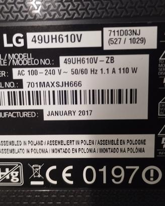Ricambi per LG49UH610V o similare