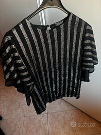 Camicia Shiki nera lurex righe oro Tg. S