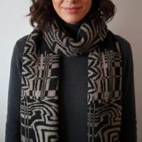 Sciarpa donna in lana - nero tortora