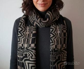 Sciarpa donna in lana - nero tortora