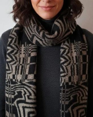 Sciarpa donna in lana - nero tortora