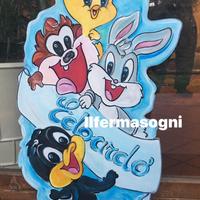 Cicogna nascita  in legno