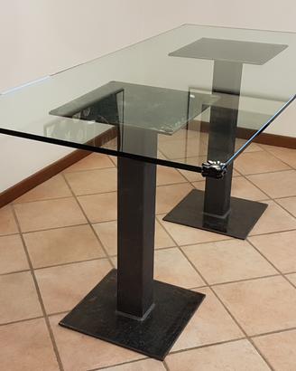 TAVOLO VETRO CON BASE FERRO 6/8 posti DESIGN '90