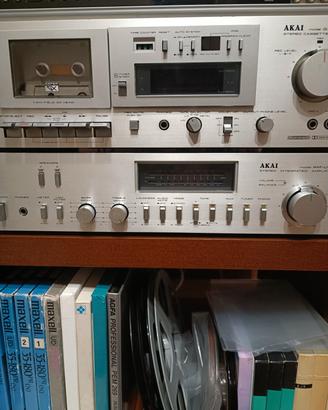 impianto stereo Akai casette con amplificatore 