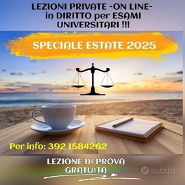 LEZIONI -ON LINE- di DIRITTO per ESAMI-ESTATE '25