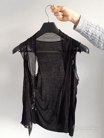 Gilet pizzo nero donna