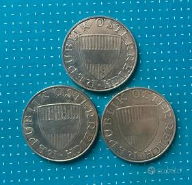 3 monete argento 10 scellini Austria