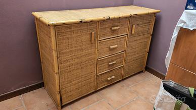 Credenza in bambù e rattan