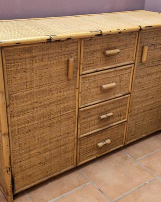 Credenza in bambù e rattan