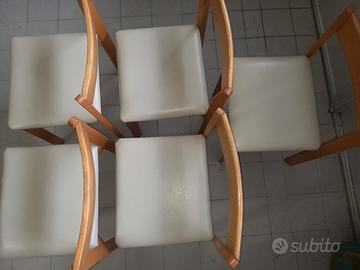 5 sedie legno ed ecopelle