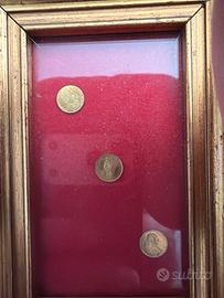 Quadretto vintage  3 monete placate in oro