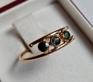 Anello Trilogy vintage oro 18kt 750 pietre 