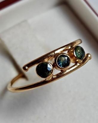 Anello Trilogy vintage oro 18kt 750 pietre 
