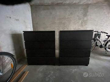 Cassettiera MALM ikea; marrone-nero