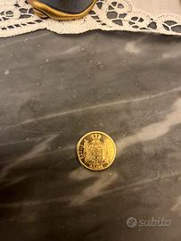 Monetina Da 5 Lire Placcata In Oro.