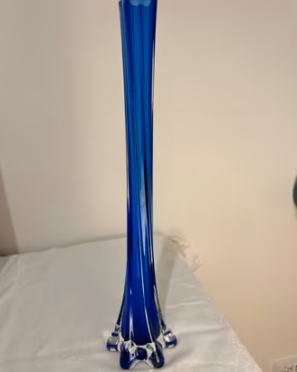 Murano Blue Swirl Glass Bud Vaso Vintage ‘70