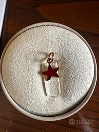 Dodo charm stella oro rosa e smalto rosso