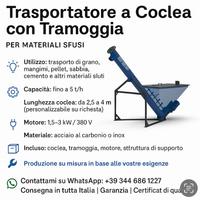 Trasportatore a coclea con tramoggia
