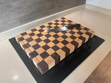 Tagliere scacchi in legno di noce canaletto acero