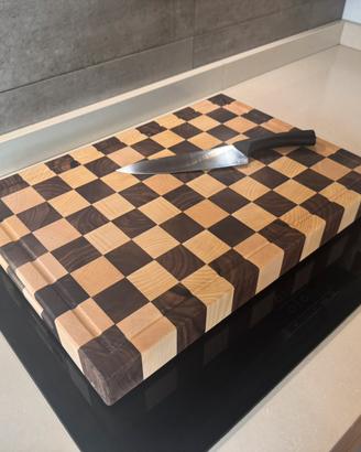 Tagliere scacchi in legno di noce canaletto acero