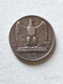 5 lire " Aquilotto" in argento (1927)