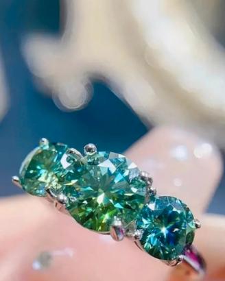 anello trilogy  argento e moissanite tg  18 mm