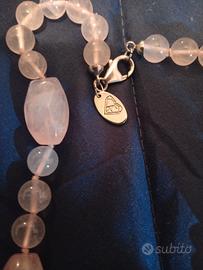 collana in quarzo rosa argento