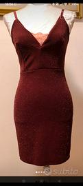 Abito bordeaux brillantinato elasticizzato tg42