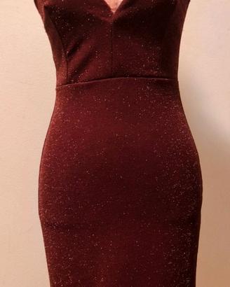 Abito bordeaux brillantinato elasticizzato tg42