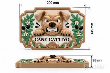 Titolo: Targa CANE CATTIVO 3D personalizzata  Desc