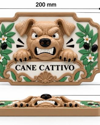 Titolo: Targa CANE CATTIVO 3D personalizzata  Desc