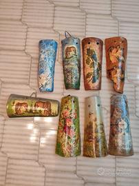 Tegole antiche decorate con tecnica del decoupage 