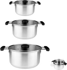 set 3 pentole salvaspazio impilabili in acciaio 18