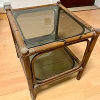 2 Tavolini bambù e vetro fumè