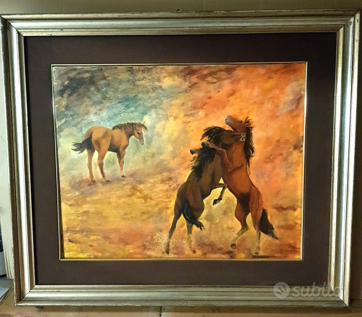 Quadro olio su tela Cavalli Domenico Galanti - Arredamento e Casalinghi ...