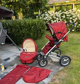 Passeggino rosso 2 in 1 — stile e comfort